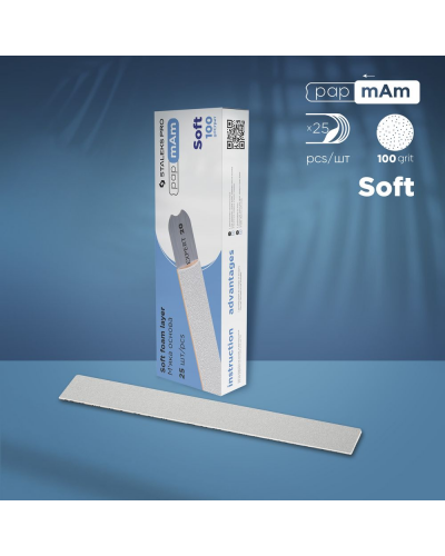 EXPERT 20 Straight Base Soft Disposable Files "Papmam" Grit 100, (25 Pcs) White